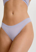 Blush Micro Lace Trim Thong- Lilac Mist