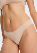 The Micro Lace Trim Thong- Nude