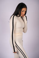 Jackson Rib Full Length Turtleneck - Creme / Black