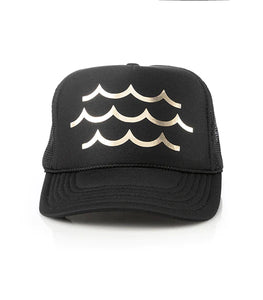 Waves Trucker Hat Black Gold