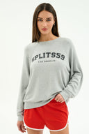 Andie Oversized Fleece Varsity Sweatshirt- Grey/59