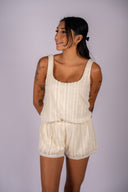 Ella Lace Tank- Sandstone