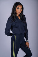 Bonnie Knit Half Zip- Indigo/White