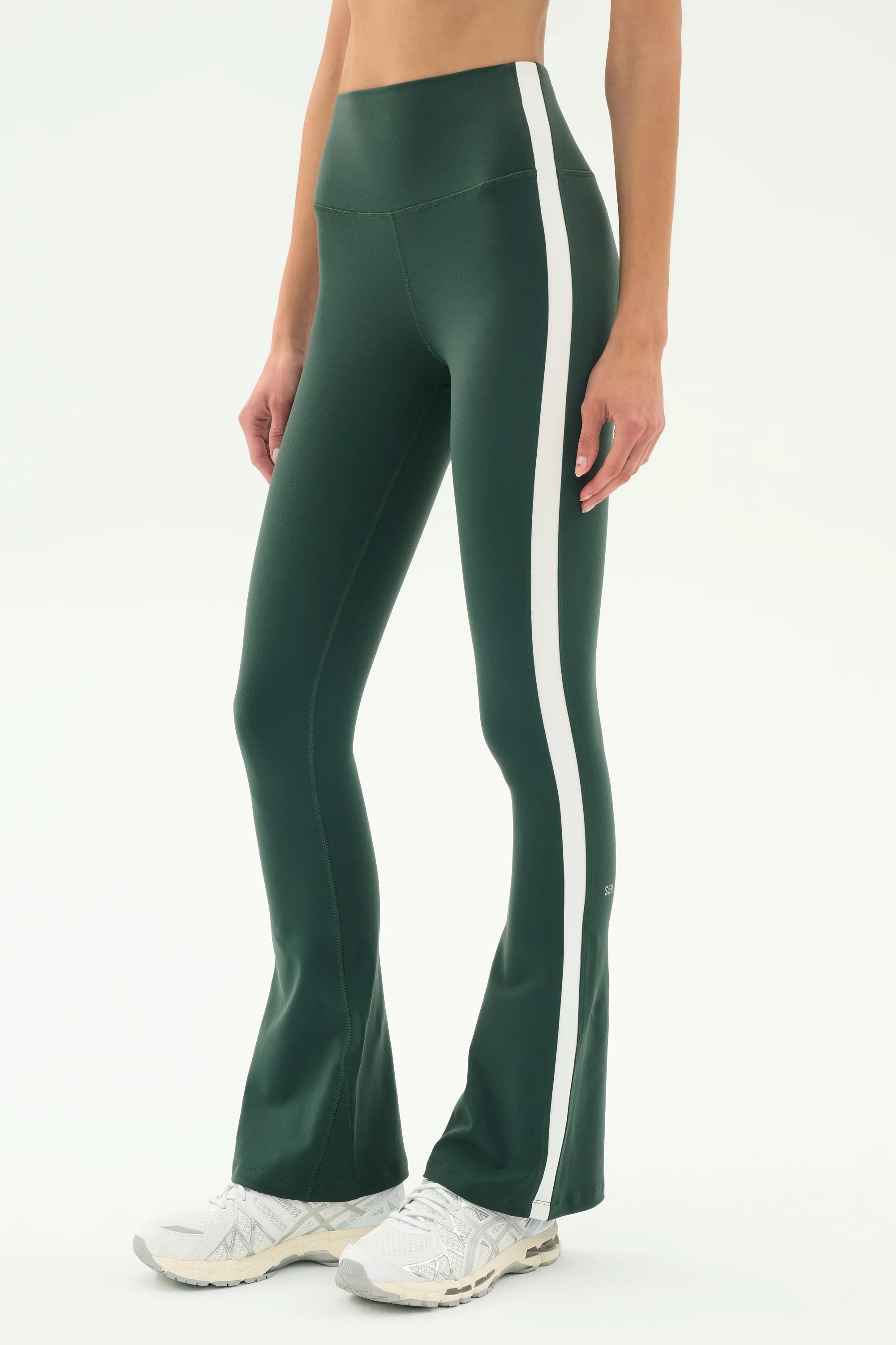 Raquel High Waist Supplex Flare 30- Military/White