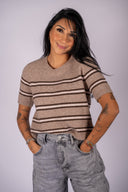 Gatewood Stripe Sweater Tee - Heather Ash