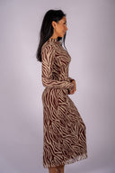 Sevilla Zebra Mesh Midi Dress - Velvet Rouge
