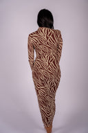 Sevilla Zebra Mesh Midi Dress - Velvet Rouge