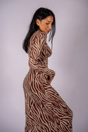 Sevilla Zebra Mesh Midi Dress - Velvet Rouge