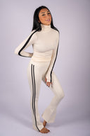 Raquel High Waist Supplex Flare 30 - Creme / Black