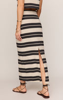Gail Striped Jersey Midi Skirt- Ash Black