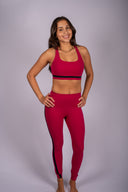 Miles High Waist Rigor 7/8 Legging - Sangria / Black