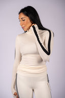 Jackson Rib Full Length Turtleneck - Creme / Black