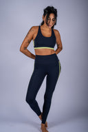 Ella High Waist Airweight 7/8 Legging- Indigo / Limeade