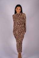 Sevilla Zebra Mesh Midi Dress - Velvet Rouge