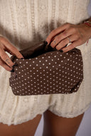 Case-Mate Espresso Polka Dot Bow Crinkle Makeup Bag