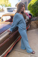 Allegra Chenille Pants- Ocean Fog