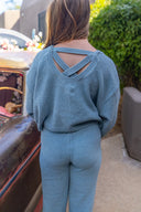 Allegra Chenille Pants- Ocean Fog