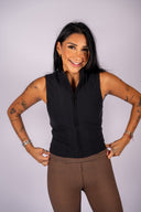 Divina Lizzy Zip Tank Top - Black