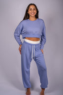 Andie Dual Waist Sweatpant - Purple Haze / White