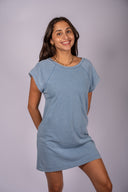 Tate Jersey Denim Mini Dress- Santorini Indigo