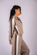 Zip-Up Jacket With Raglan Sleeves - Taupe
