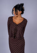 Amara Polka Dot Mesh Top - Dark Chocolate