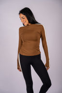 Isabella Airweight Lite Mock Neck - Toffee / Creme