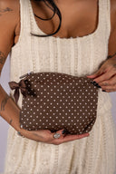 Case-Mate Espresso Polka Dot Bow Crinkle Makeup Bag