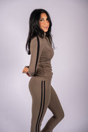 Jackson Rib Full Length Turtleneck - Lentil / Black