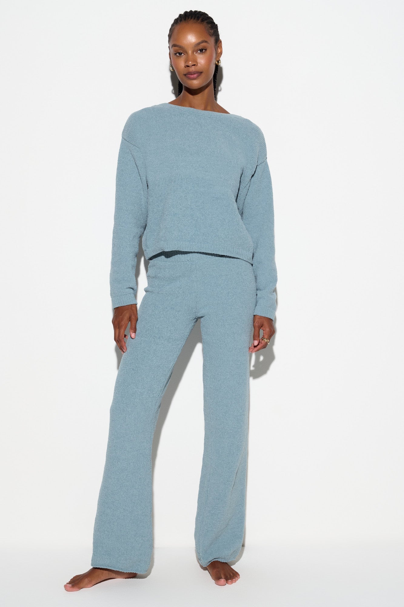 Blair Chenille Top- Ocean Fog