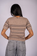 Gatewood Stripe Sweater Tee - Heather Ash
