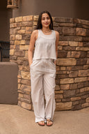 Sheer Ease Tank - Ash Grey / White Stripe