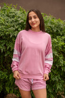 Vintage Oversized Crew - Wild Orchid / White