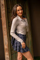 Faye Fine Knit Polo - Grey Marle