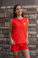 Flag Patch Muscle Tank- Lychee