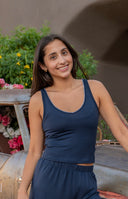 Stately V-Neck Tank- Eclipse