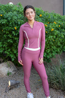 Long Sleeve Quarter Zip Persist Top - Deco Rose Frost