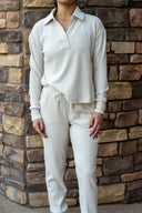 Brushed Rib Bungee Jogger - Chalk