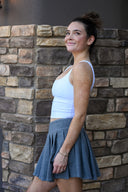 Heather Ponte Pleated Skort - Charcoal Heather