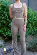 Angel Folded Waist Flare Pants - Latte
