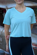 UPF Crop Performance Tee - Blue Frost