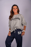 Andie Oversized Fleece Varsity 59 Sweatpants- Indigo/59
