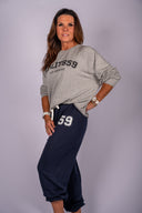 Andie Oversized Fleece Varsity 59 Sweatpants- Indigo/59