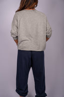 Andie Oversized Fleece Varsity Sweatshirt- Grey/59