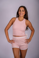 Mia High Neck Bra Tank - Blush