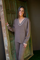 Olly V-Neck Sweater - Brown