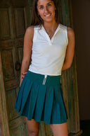 Sleeveless Colorblock Henley - White