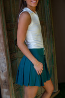 Sleeveless Colorblock Henley - White