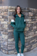 Daily Scuba 1/4 Zip - Forest with Black / Chocolate / Oatmilk Stripe