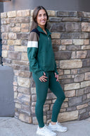 Daily Scuba 1/4 Zip - Forest with Black / Chocolate / Oatmilk Stripe